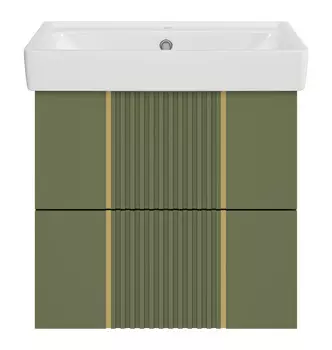Тумба с раковиной Brevita Vega 60 подвесная, зеленый/золото