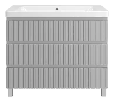 Тумба с раковиной Brevita Victory 105 напольная, серый шелк