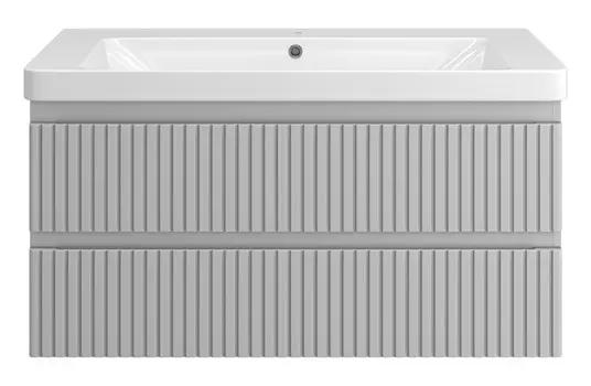 Тумба с раковиной Brevita Victory 105 подвесная, 2 ящика, серый шелк