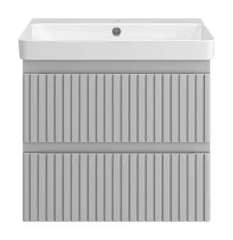 Тумба с раковиной Brevita Victory 60 подвесная, 2 ящика, серый шелк