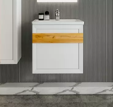 Тумба с раковиной Бриклаер Берлин 60 белый глянец