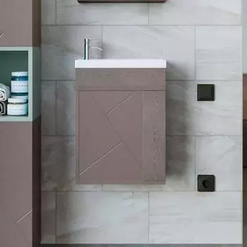 Тумба с раковиной Бриклаер Кристалл 40 софт графит / ясень анкор темный