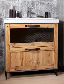 Тумба с раковиной Бриклаер Лофт 80 метрополитен грей