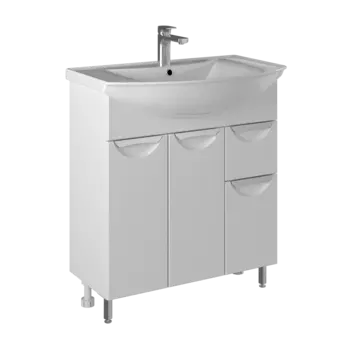 Тумба с раковиной Briz Бриз 75 напольная, белая глянцевая