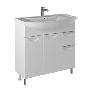 Тумба с раковиной Briz Бриз 85 напольная, белая глянцевая