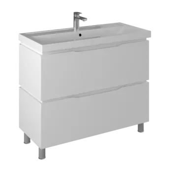 Тумба с раковиной Briz Милана 100 напольная, белая глянцевая