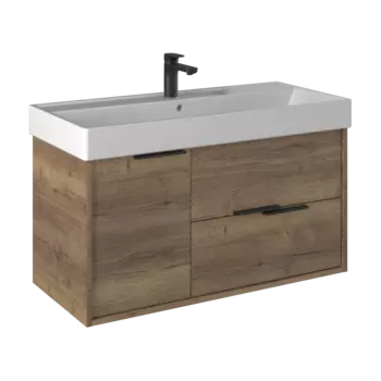 Тумба с раковиной Briz Teсо 100 подвесная, дуб веллингтон табак