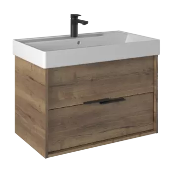 Тумба с раковиной Briz Teсо 80 подвесная, дуб веллингтон табак