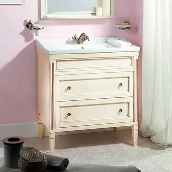 Тумба с раковиной Caprigo Альбион 80 BIANCO Antico с ящиками