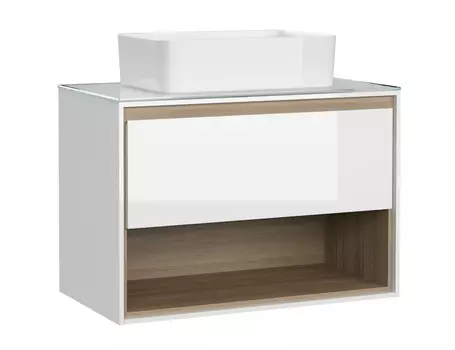 Тумба с раковиной Cersanit Louna 80 со столешницей белый