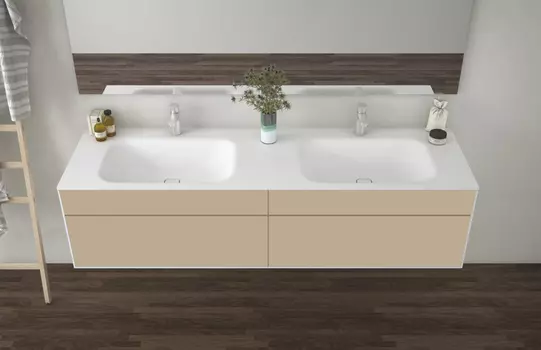 Тумба с раковиной Cezares Titan 180 см подвесная, Camel