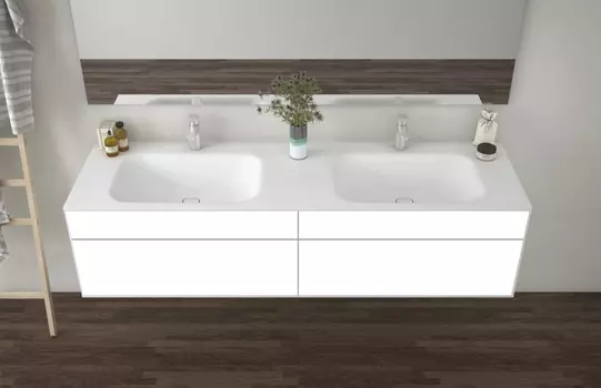 Тумба с раковиной Cezares Titan 180 см подвесная, Shiny white acrylic