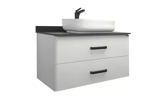 Тумба с раковиной Comforty Амстердам 95 с черной столешницей, белая (раковина Comforty T-Y9378)