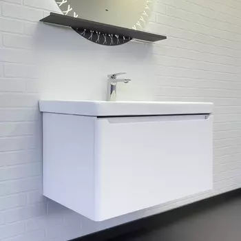 Тумба с раковиной Comforty Арзамас 80 подвесная, 2 ящика, белый матовый (раковина Comforty 4480)