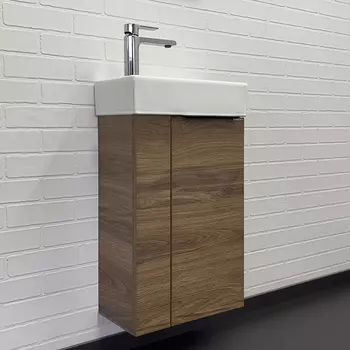 Тумба с раковиной Comforty Асти 40 подвесная, дуб темно-коричневый (раковина Comforty 9140)