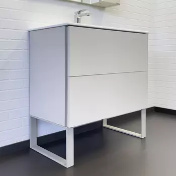 Тумба с раковиной Comforty Бильбао 80 напольная, серый шелк (раковина Comforty 80E)