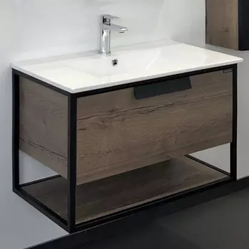 Тумба с раковиной Comforty Бонн 75 дуб темный (раковина Comforty 75E белая)