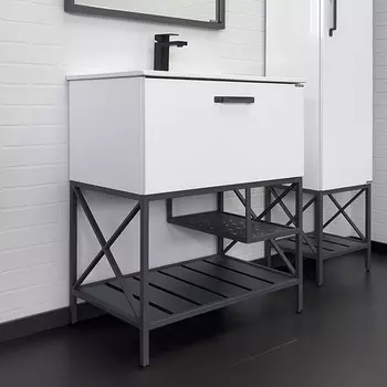 Тумба с раковиной Comforty Бредфорд 75 белая/графит