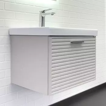 Тумба с раковиной Comforty Касабланка 60 подвесная, ручка серый металлик, серый шелк (раковины Moduo 60)