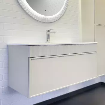 Тумба с раковиной Comforty Мадрид 100 подвесная, 1 ящик, серый шелк (раковины Comforty 100E)