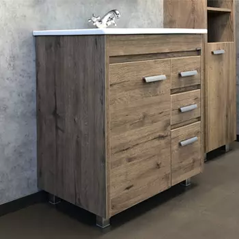 Тумба с раковиной Comforty Марио 75 дуб темный (раковина Quadro 75)