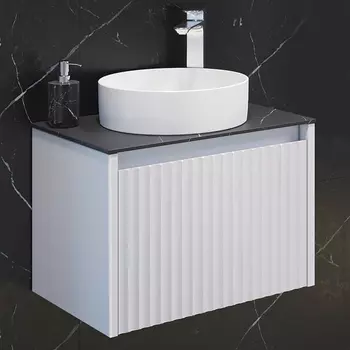 Тумба с раковиной Comforty Марсель 60 столешница под черный мрамор, белый (раковина Comforty 9111)