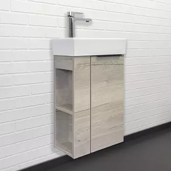 Тумба с раковиной Comforty Матэ 40 подвесная, дуб дымчатый (раковина Comforty 9140)