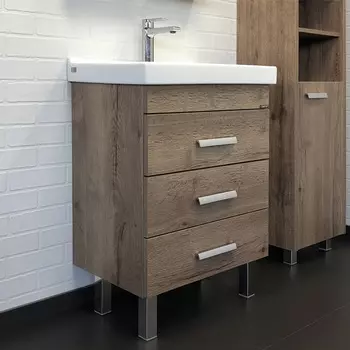 Тумба с раковиной Comforty Никосия 60Н дуб темный (раковина Fest 60 F01)