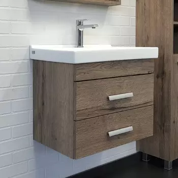 Тумба с раковиной Comforty Никосия 60П дуб темный (раковина Fest 60 F01)