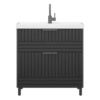 Тумба с раковиной Corozo Терра 80 напольная, матовый графит