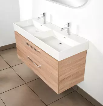 Тумба с раковиной Creto Tivoli 120 две чаши, soft