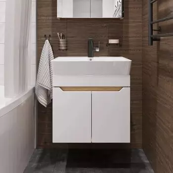 Тумба с раковиной DIWO Архангельск 60 подвесная, дуб сонома/белый