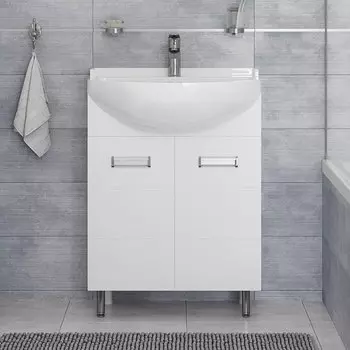 Тумба с раковиной DIWO Дмитров 60 напольная, белая