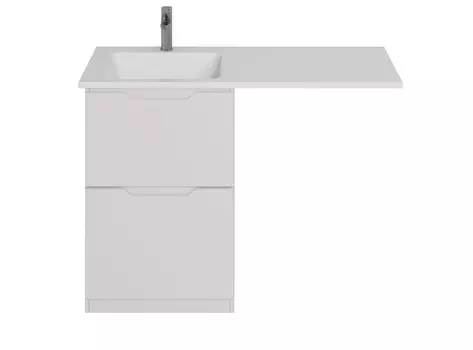 Тумба с раковиной Dreja Bona 60 левая, 2 ящика, белый глянец
