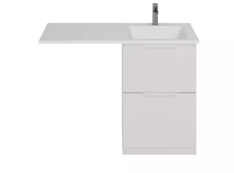 Тумба с раковиной Dreja Bona 60 правая, 2 ящика, белый глянец