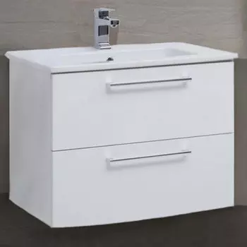 Тумба с раковиной Dreja Gio 80 белый глянец, подвесная, 2 ящика