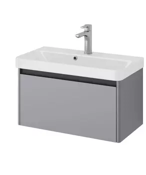 Тумба с раковиной Dreja Luxury 70 подвесная, 1 ящик, серый базальт