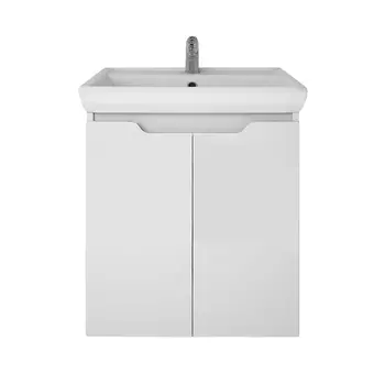 Тумба с раковиной Dreja Q Plus (D) 55 с дверками белый глянец