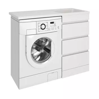 Тумба с раковиной Emmy Джерси 110 под стиральную машину, 3 ящика, раковина Аванти 110 R (кронштейн в комплекте)