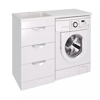 Тумба с раковиной Emmy Милли 110 под стиральную машину, 3 ящика, раковина Камила 110 L