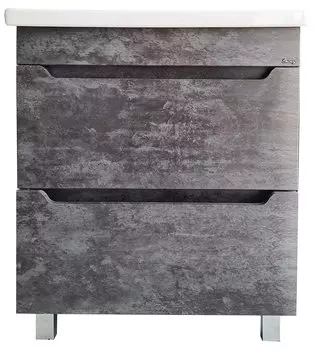 Тумба с раковиной Emmy Стоун 60 напольная, 2 ящика, темный бетон (раковина Como 60)