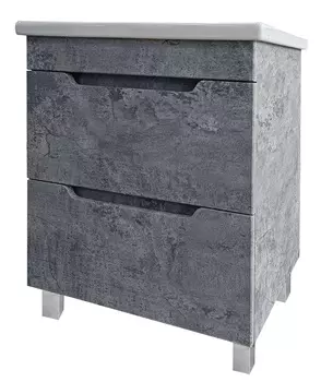 Тумба с раковиной Emmy Стоун 80 напольная, 2 ящика, светлый бетон (раковина Como 80)