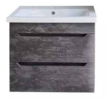 Тумба с раковиной Emmy Стоун 80 подвесная, 2 ящика, темный бетон (раковина Como 80)