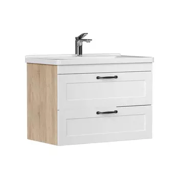 Тумба с раковиной Equil Lago 80.2Y подвесная, белый/дерево