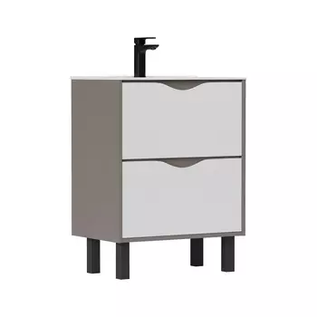 Тумба с раковиной Equil Smile 60.2Y напольная, белый/лен антрацит