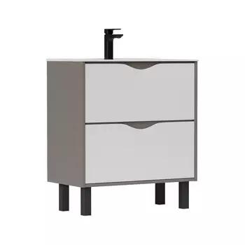 Тумба с раковиной Equil Smile 70.2Y напольная, белый/лен антрацит