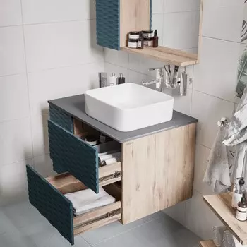 Тумба с раковиной Grossman Альба 80 см, веллингтон/бриз