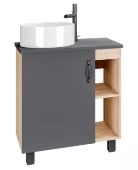 Тумба с раковиной Grossman Флай 70 со столешницей, дуб сонома/серая