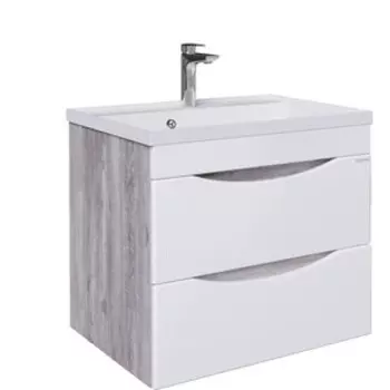 Тумба с раковиной Grossman Талис 60 подвесная, бетон пайн/белый глянец