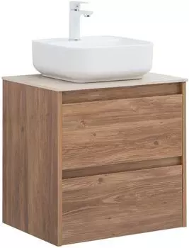 Тумба с раковиной и столешницей Aquanet Nova Lite 60 дуб шоколадный, 2 ящика